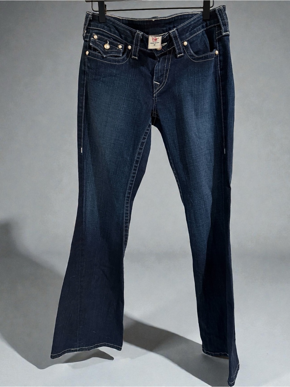 True Religion Pearl Buttons Dark Blue Women's Bootcut Jeans Size 30 w 31 L